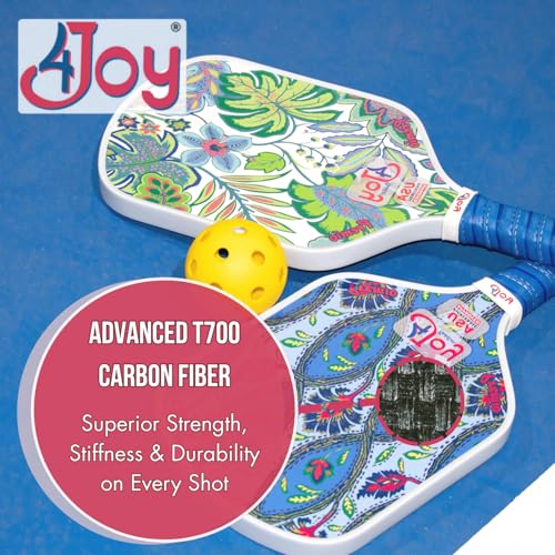 4Joy Pickleball Paddle Premio Series - Thermoformed Premium T700 Carbon Fiber Pickleball Paddless - Professional Pickleball Rackets for Women & Men - 16mm Honeycomb Core - USAP Approved - style: Sunset