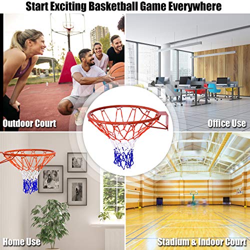 GYMAX Basketball Rim, 18'' Heavy Duty Wall Mounted Basketball Rim Indoor Outdoor Hanging Basketball Goal for Kids Adult