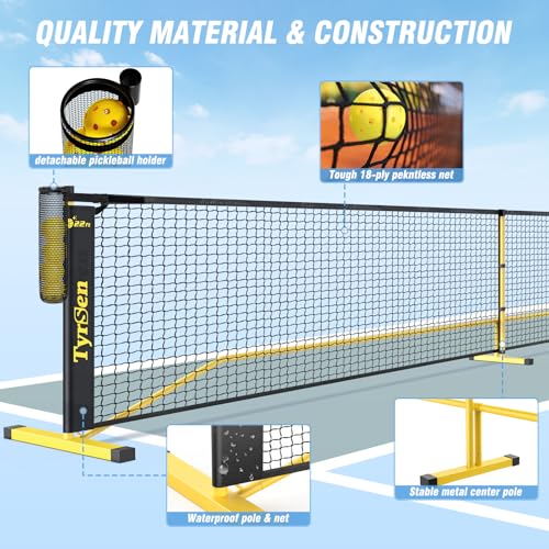 Portable Pickleball Net for Driveway, 22 FT Regulation Size & 11 FT Half Court Size Pickle Ball Net with Ball Collector, 2-in-1 Pickle Ball Net with Carry Bag for Garages Backyard - style: Pickleball Net
