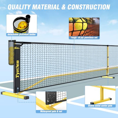 Portable Pickleball Net for Driveway, 22 FT Regulation Size & 11 FT Half Court Size Pickle Ball Net with Ball Collector, 2-in-1 Pickle Ball Net with Carry Bag for Garages Backyard - style: Pickleball Net