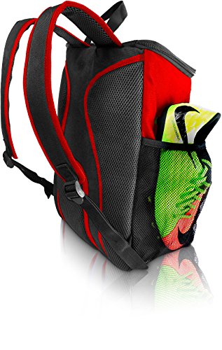 Soccer Backpack with Ball Holder Compartment - for Boys & Girls | Bag Fits All Soccer Equipment & Gym Gear (Black) - color: Red