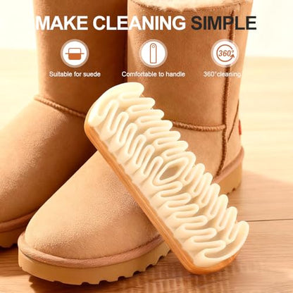 Suede Shoe Brush and Eraser,2 in 1 Scrub Suede Shoe Brush, Rubber Polish Eraser with Soft Plastic Bristles for Nubuck Cleaning (Wood Handle/1pcs) - color: Wood Handle/1pcs