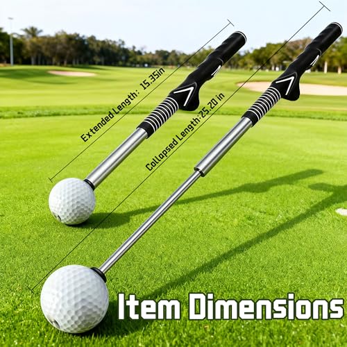Retractable Golf Swing Trainer, Golf Grip Training Aid for Strength & Tempo Practice – Click Feedback Stick for Chipping & Hitting, Portable Warm-Up Trainer for Beginners Indoor/Outdoor