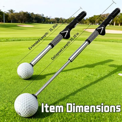 Retractable Golf Swing Trainer, Golf Grip Training Aid for Strength & Tempo Practice – Click Feedback Stick for Chipping & Hitting, Portable Warm-Up Trainer for Beginners Indoor/Outdoor