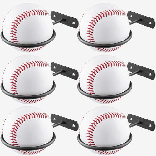 6Pack Baseball Holder,Bulk Baseball Wall Mount Holders Softball Display Memorabilia Holder Heavy Duty Sports Wall Mount Rack for Display Storage,Black - size: 6Pack