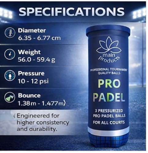 Pro Padel Balls - 2 Pack (6 Balls) - Pressurized Padel Balls - Premium Natural Rubber Core - 47% Wool Felt - Professional Tournament Quality - Consistent Bounce - for All Courts.
