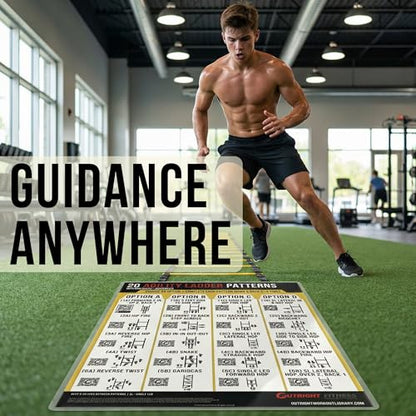 Guided Coaching Agility Ladder Drills Training System - Structured Speed & Footwork Charts with Built-in Progressions - style: Compact Double-Sided (8.5x11)