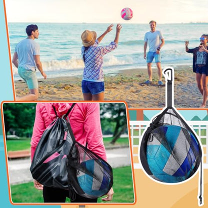 Dansydaisy Mesh Ball Bags Basketball Volleyball Football Single Storage Bag with Zipper Pocket Drawstring Sling Back Bag D Rings for Carrying Ball