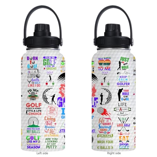 Golf Water Bottle 32oz Stainless Steel Tumbler Insulated Bottles For Men Women,Gifts for Golf Lover Women Girls Friends Teens Birthday Christmas - color: Golf