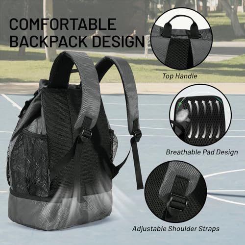 MIER Drawstring Basketball Backpack Soccer Bag with Shoe Compartment & Mesh Pocket Sports Gym String Backpack for Women Men, Lightweight - color: Gray