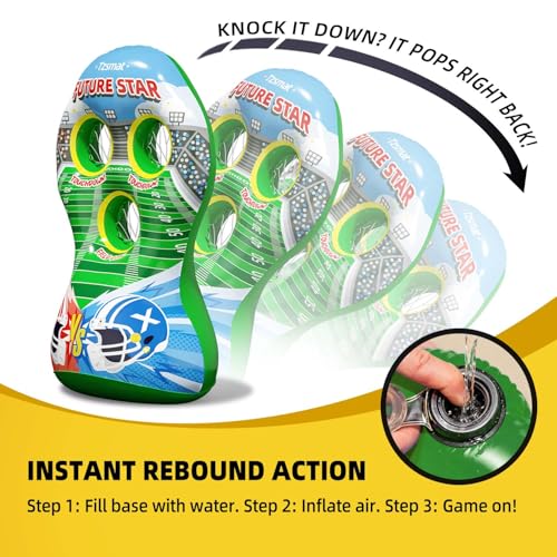 52" Inflatable Football Target Toss Game for Kids - Large Indoor Outdoor Party Games & Football Toys with 2 Laced Footballs & Pump - Quarterback Training Sports Gifts for Boys Ages 3 4 5 6 7 8-12