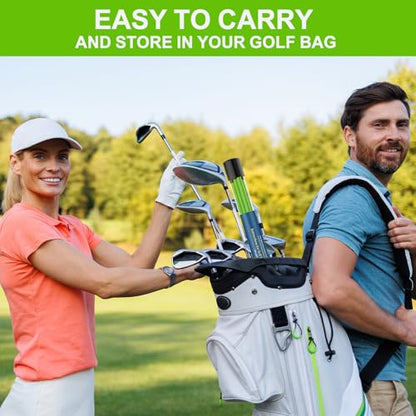 Golf Alignment Sticks 2 Pack,Golf Alignment Rods Upgraded 48" Collapsible Golf Practice Sticks Golf Training Aid for Aiming,Putting,Golf Training Sticks with Clear Tube Case - color: Green