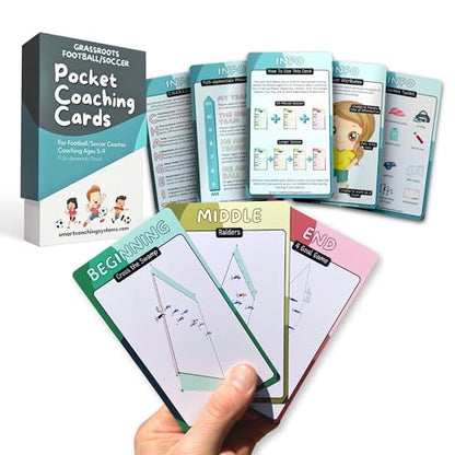 Grassroots Soccer Coaching Cards - Soccer Drills for Kids Aged 5 to 9 - Soccer Coaching Equipment