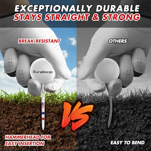 DURARANGE Premium Golf Tees - 5-Prong & 4-Prong Anti-Slip, Enhanced Stability, Unbreakable Golf T 3-1/4" for 360cc Drivers, Ideal Gift for Golfer - color: Elite Golf Tees- Milky White-100pk