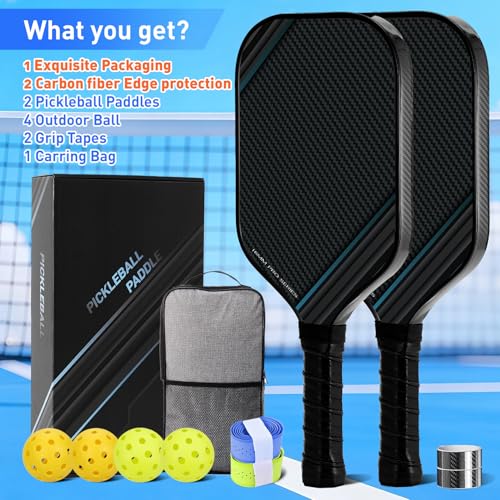 Carbon Pickleball Paddles Set of 2, Professional Pickle Ball Rackets, Pickleball Gifts for Women、Man、Beginner、Pickleball Lovers - color: Textured-VC