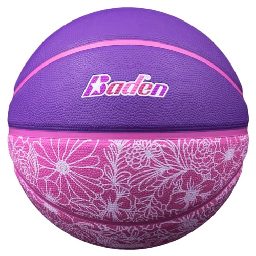 Baden | Legend Court Canvas | Creative Design Outdoor Rubber Game Basketball | Youth & Adult Size 5,6,7 - color: Bloomin' Baller, size: Size 6 (28.5")