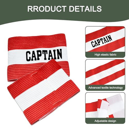 Captain Armbands for Soccer, Unisex Captain's Armband Adjustable Football Arm Bands Adults & Youths Elastic Captain Arm Band Team Sports Accessories - color: Red