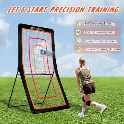 4x7FT Lacrosse Rebounder, Volleyball Rebounder Net, 5 Adjustable Angles Lacrosse Bounce Back for Backyard & Outdoor, Baseball Softball and Soccer Rebound with Target Strip, Sturdy Frame