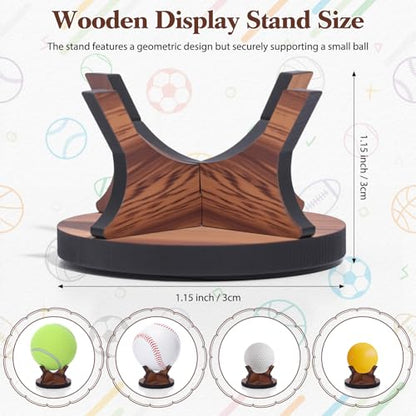 Sumind 3 Pcs Walnut Small Ball Stand Holder Sport Ball Display Rack Baseball Display Stand with 3 Pieces Non-slip Rubber Pads for Baseball Golf Softball Tennis Spheres, Wood - color: Wood