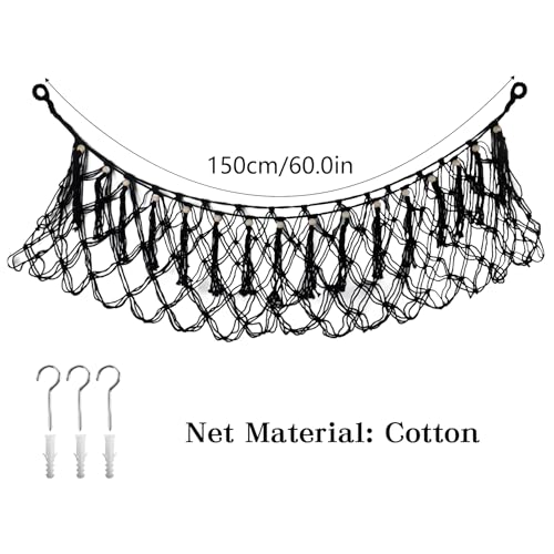 Klmnop Sports Ball Storage Net, Hanging Cotton Rope Garage Organizer Net, Sport Equipment Hammock Storage for Basketball Volleyball Soccer