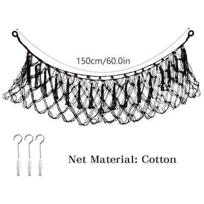 Klmnop Sports Ball Storage Net, Hanging Cotton Rope Garage Organizer Net, Sport Equipment Hammock Storage for Basketball Volleyball Soccer