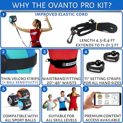 OVANTO Volleyball Training Equipment Aid – Solo Volleyball Equipment in 4 Styles to Serve, Spike, Set and Pass Like a Pro - Adjustable Volleyball Practice Equipment Gift for Beginners & Experts
