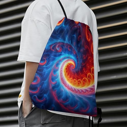 Water Resistant Drawstring Backpack Gym String Bag with Compartment for Yoga Swimming Beach Sports Unisex, Trippy Tie Dye Bags - color: Picture (1019)