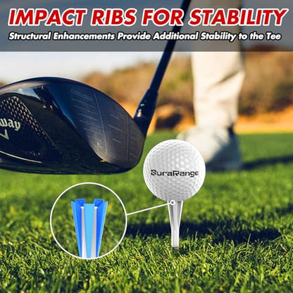 DURARANGE Premium Golf Tees - 5-Prong & 4-Prong Anti-Slip, Enhanced Stability, Unbreakable Golf T 3-1/4" for 360cc Drivers, Ideal Gift for Golfer - color: Elite Golf Tees- Milky White- 50pk