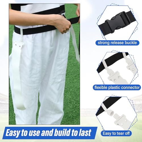 Wettarn 10/16 Player Flag Football Belts Adjustable Flag Football Set with Cones Bag for Youth Adults Kids Training Sport - color: Blue, White