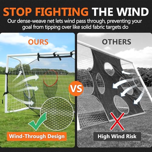 Soccer Goal Target Net【ONLY NET】Equipment Training Soccer Net Practice Soccer Accuracy Target Large Backyard Game Goal Football Youth Rebounder Goal Net Full-Size Goaldees Football Target Bounce Back - style: Target Net 12*6