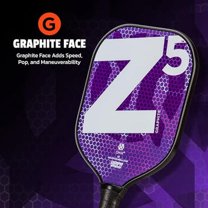 Onix Graphite MOD Z5 Carbon Fiber Pickleball Paddle with Wide-Body Shape. Honeycomb Core, Graphite Face & Cushion Comfort Pickleball Paddle Grip