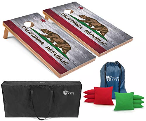 Tailgating Pros Regulation Flag Cornhole Board Sets Includes 8 Bean Bags and Carrying Totes 4'x2' Flag Toss Game Several Corn Hole Board Designs to Choose from! - color: California Flag