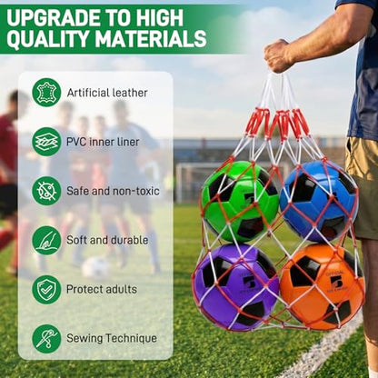 4 Pack Soccer Balls Size 5/4/3 Bulk with Pump, Carry Net, Needles - Pelota De Futbol Official Size Training Practice & Match Ball - Ideal Soccer & Birthday Gift - color: Color-Black, size: Size 4