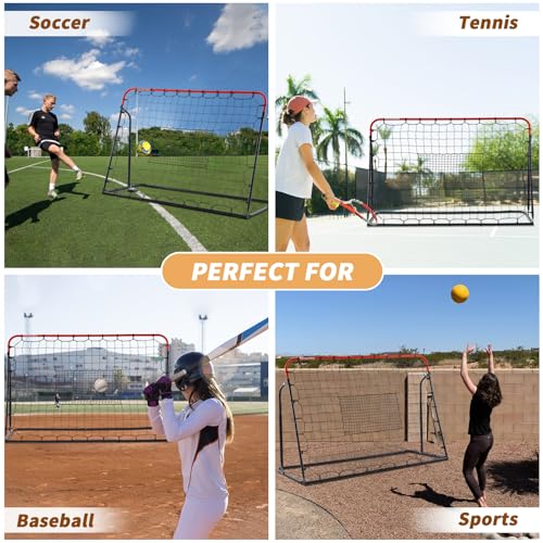 Soccer Rebound Net, 4'x4' Steel Soccer Rebounder, Bounce Back Net for Backyard Soccer Practice Training-Adjustable Angle - style: 6'x4'