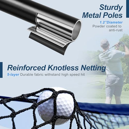 10x7FT Golf Simulator Enclosure Net with Side Barriers - Low-Noise Silk Target, Ball Collection Area, Carry Bag & Sandbags | Indoor/Outdoor Golf Hitting Net for Backyard Driving Chipping