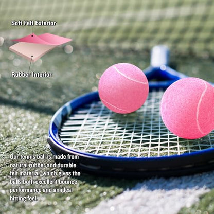 12/18 Pack Tennis Balls for Training, Pet Dog Playing, and Practice with Mesh Bag for Transport and Beginner Training - color: Pink-12Pack
