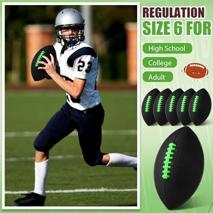 Syhood 12 Pack Composite Leather Footballs Official Size Footballs Bulk Leather Inflatable Football with Pump Regulation Highschool College Football for Training and Recreational Play - color: Black, size: Size 6