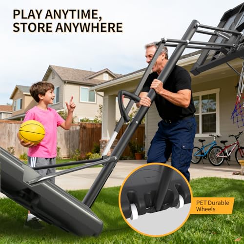 Portable Basketball Hoop 44 Inch Outdoor Backboard, 10FT Height Adjustable Basketball Goal for Teens, Kids and Adults, Play in Yard Park Gym Driveway Indoors
