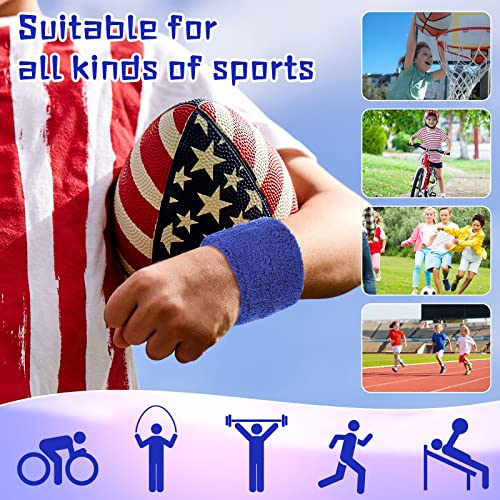 Leyndo Wrist Sweatbands Bulk for Kids Field Day Cotton Terry Sweat Bands Sports Fan Wristbands Kids for Summer Camp Student Football Team Competition Party