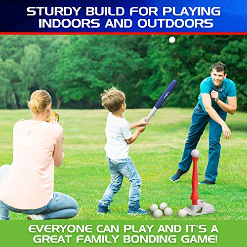 EagleStone T Ball Sets for Kids 3-5, 5-8, Tee Ball Set for Toddlers, Baseball Outdoor Toy Includes 6 Large Balls, Adjustable Teeball Batting Tee, Tball Games for Boys & Girls, Kids Ages 3-12 Years - style: Standing