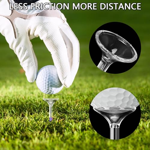Plastic Golf Tees 3 1/4'', 50 Pack - Unbreakable Tees with Cup 6 Prongs/8 Prongs, Reduces Friction & Side Spin, Long Golf Tees Bulk for Men, Essential Golf Accessories