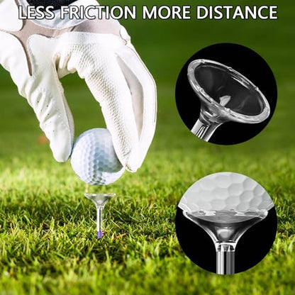 Plastic Golf Tees 3 1/4'', 50 Pack - Unbreakable Tees with Cup 6 Prongs/8 Prongs, Reduces Friction & Side Spin, Long Golf Tees Bulk for Men, Essential Golf Accessories