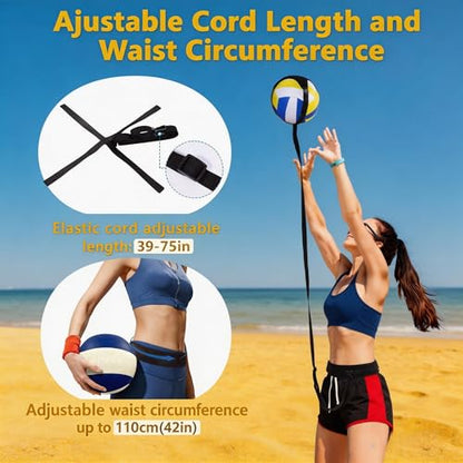 Volleyball Training Equipment Aid for Solo, Adjustable Volleyball Rebounder Trainer to Improve Serving Spiking Setting, Portable Practice Tool for Beginners Teen and Adult Players