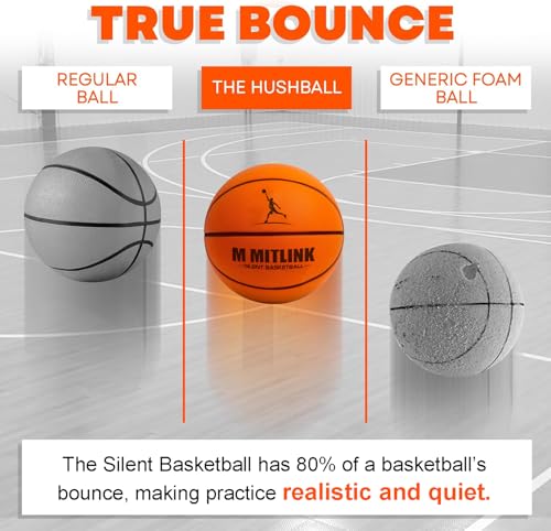 Silent Basketball Dribbling Indoor, Foam Silent Basketball Indoor Training Higher Bounce Noiseless Quiet Ball for Quiet Dribbling Gift for Youth (Tangerine)