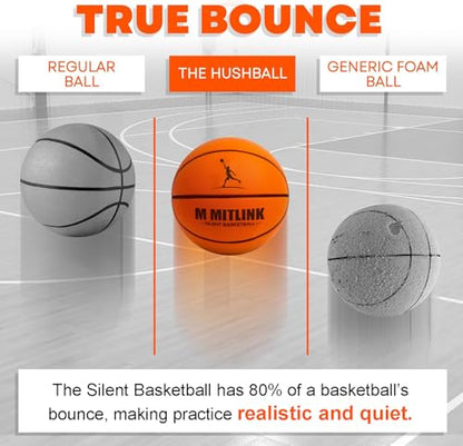 Silent Basketball Dribbling Indoor, Foam Silent Basketball Indoor Training Higher Bounce Noiseless Quiet Ball for Quiet Dribbling Gift for Youth (Tangerine)