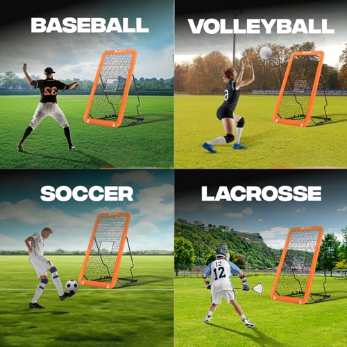7x4 FT Multi-Sport Rebounder Net – Adjustable Training Net for Volleyball, Lacrosse, Baseball & Soccer – Heavy-Duty Steel Frame, High-Tension Net & Carry Bag for Indoor/Outdoor Practice