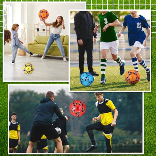 Deekin 6 Pcs Soccer Ball Bulk with Pump Official Size Indoor Outdoor Sport Soccer Gift for Kids Teen Adult Practice Game Back to School