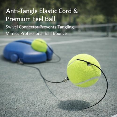 Solo Tennis Trainer Rebound Ball with String, Portable Self Practice Tennis Ball Kit, Elastic Rebound Training Tool for Beginners and Adults, Anti-Tangle Design, Adjustable Rope