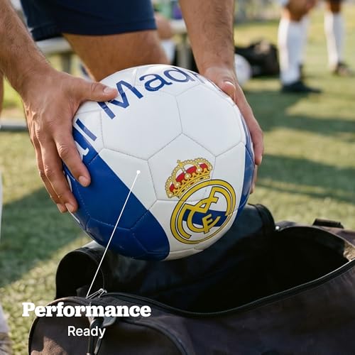 Maccabi Art Official Real Madrid Soccer Ball, Size 5 Football, Authentic Club Logo, Premium Fan Collectible for Training, Play & Display