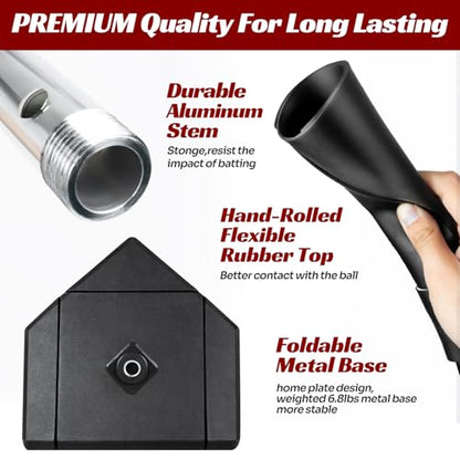 JASCOPRO Portable Baseball Batting Tee, Height Adjustable from 25-37 inch Hitting Tee for Baseball and Softball,Premium Baseball Tee with Rubber Top,Alumium Pole,Metal Base for Kids/Youths/Adults
